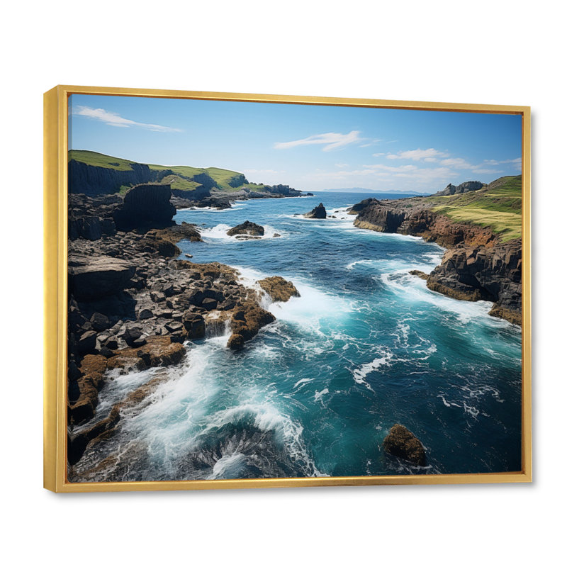 Rainiero Canada, Terre-Neuve, mer, paysages sur toile, H 24 po x l 32 po x P 1 po, Cadre flottant doré