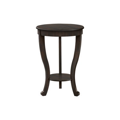 Walnut Accent Table - 2 Tier Round Nightstand, Traditional Style Bedroom End Table for Lamp and Storage