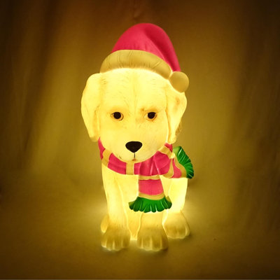  Golden Retriever Dog w/Santa Hat and LED lights 24 in. Blow Mold