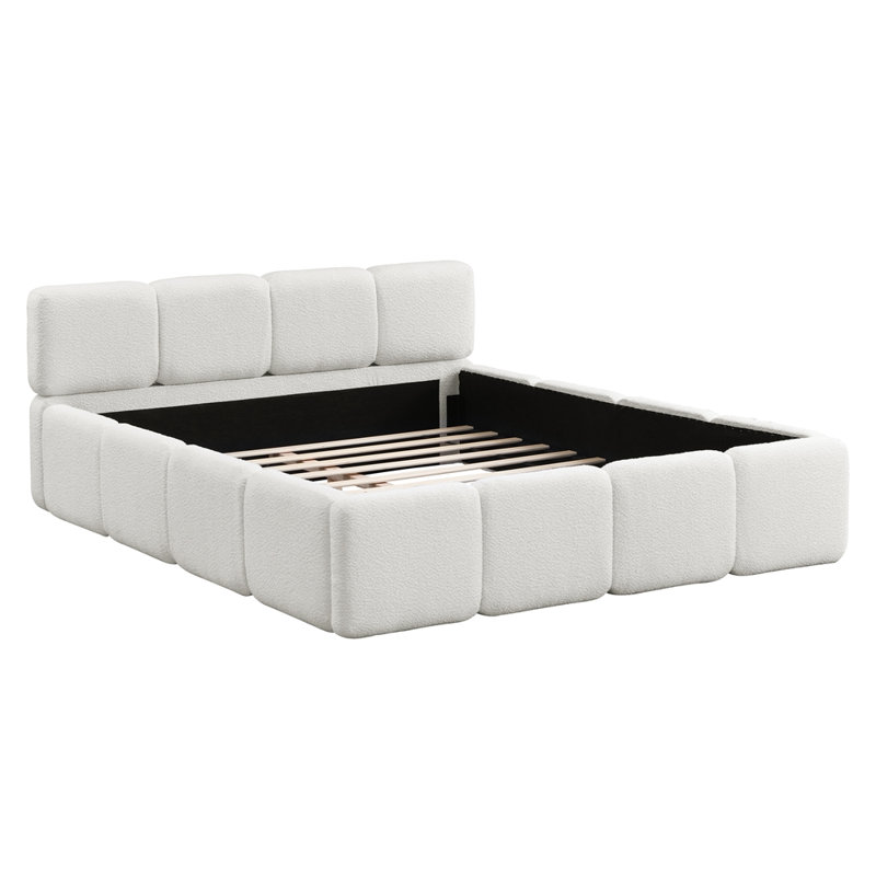 Lit plateforme tapissier Boucle, Grand