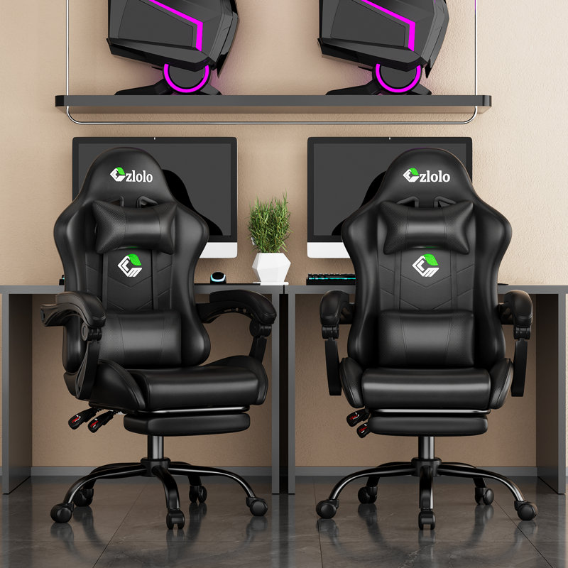 Fauteuil de jeu czlolo, fauteuil de bureau ergonomique, avec repose-pieds et support lombaire, fauteuil de jeu inclinable à dossier haut