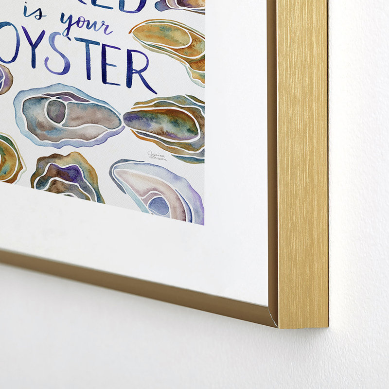 Jessica Larson «The World is Your Oyster», reproduction d'art encadrée, Cadre métallique doré, H 10 po x l 8 po x P 0,88 po