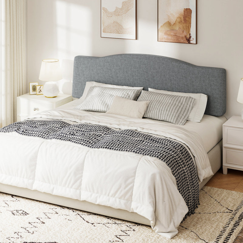 Tête de lit tapissier en lin avec hauteur réglable, dossier ergonomique pour matelas de 6 à 15 po, aucun assemblage requis - très grand, gris foncé