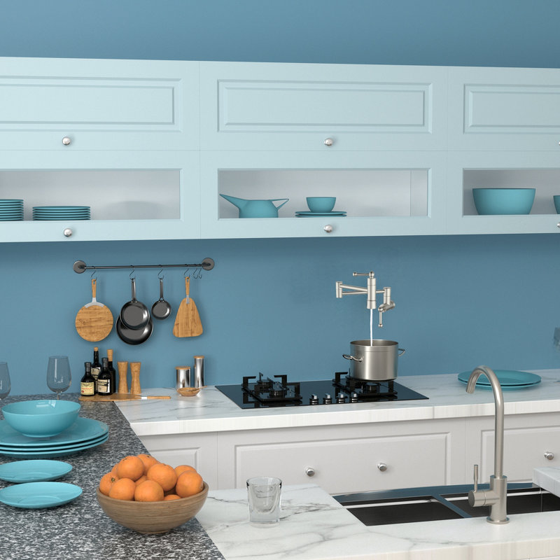 Robinet remplisseur de pot - Robinet d'évier de cuisine mural pliable extensible avec un trou et deux poignées