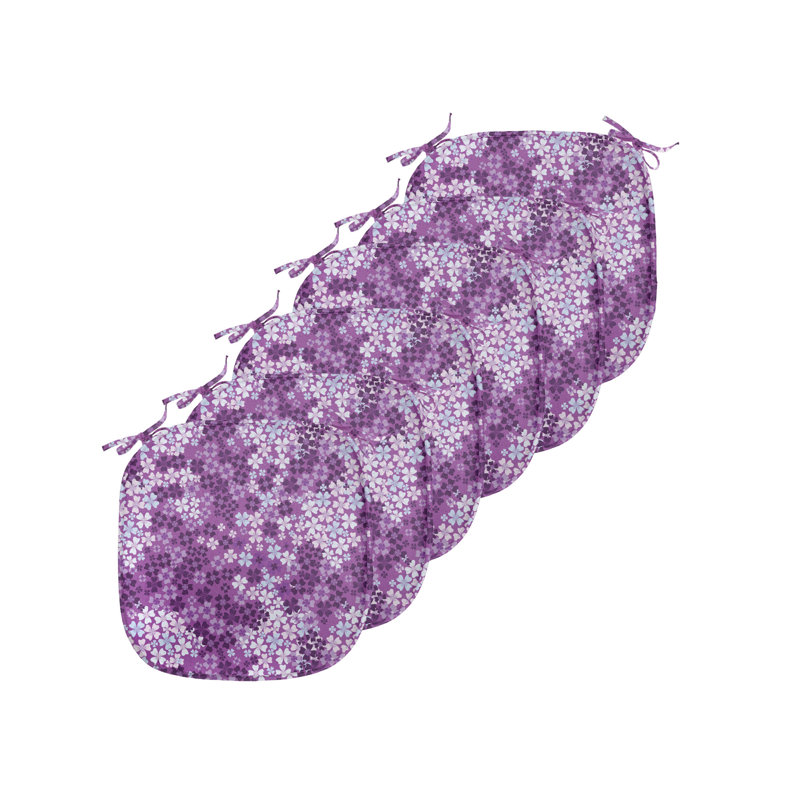 Outdoor 1.38'' Dining Chair Seat Cushion, Purple Floral 1