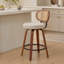 Tabouret de comptoir pivotant en bois massif de 26 po avec dossier en rotin beige (ensemble de 3)-1209169726-1209169727