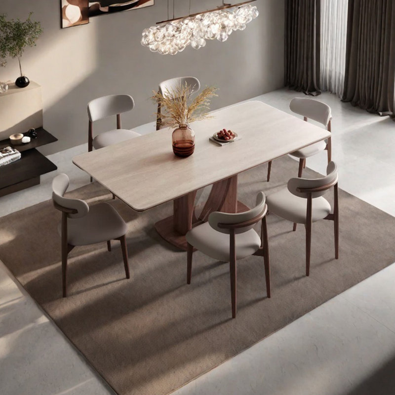 Table de salle à manger rectangulaire en bois massif noyer, H 29,52 po x L 70,86 po x l 31,49 po, 7