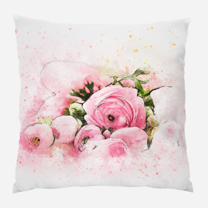 Coussin décoratif fleurs Samiyah, Intérieur, Microsuède