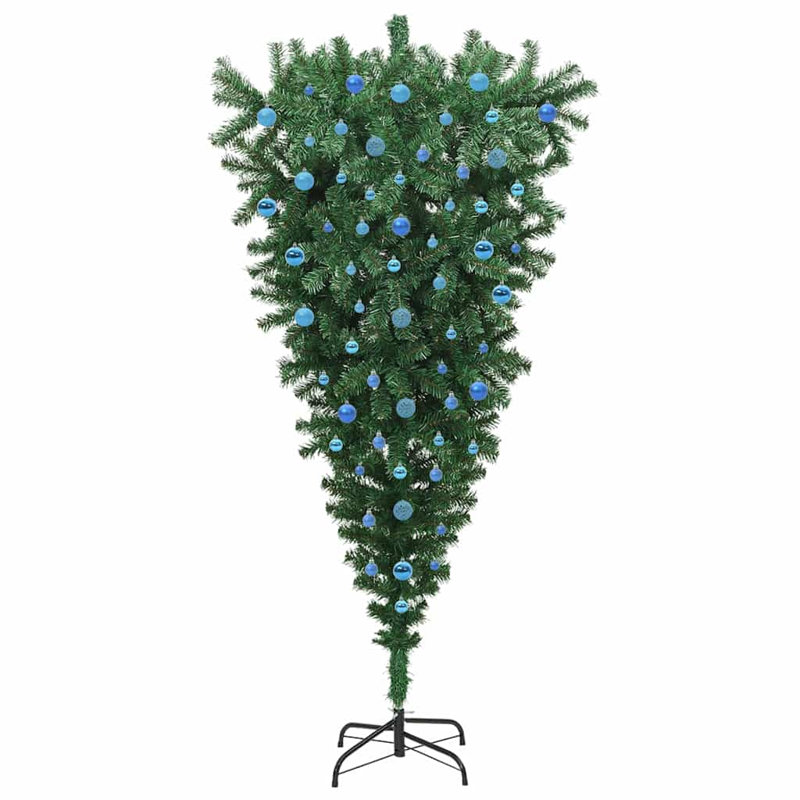 vidaXL Upside-down Artificial Pre-lit Christmas Tree with Ball Set, 6.89 ft