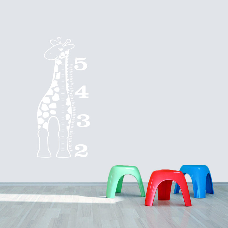 Décalcomanie murale « giraffe growth chart », Blanc