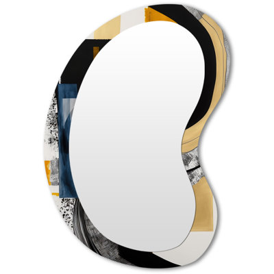 Glam Gold And Black Expression I - Abstract Metal Art Decor - Asymmetrical Modern Wall Mirror