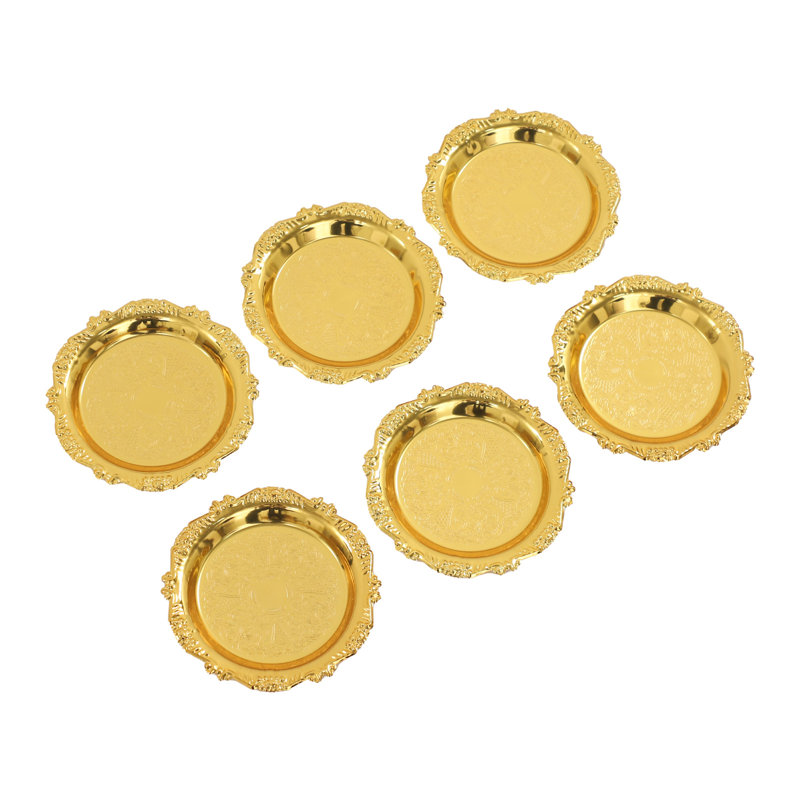 6pcs Round Serving Trays, Gold