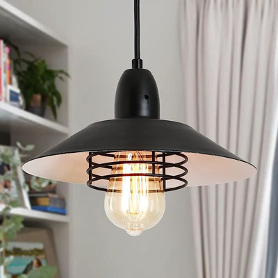 Luminaire suspendu rustique en métal Country Country - noir mat pour la chambre à coucher, le salon et la salle à manger
