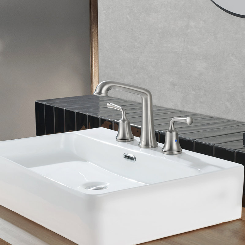 Widespread 2-handle Bathroom Faucet with Drain Assembly, Brushed Nickel