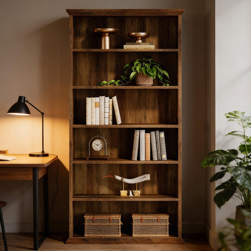 Stylish Farmhouse Style Storage Cabinet With Spacious Bookshelf, Adjustable Shelves And Durable MDF Construction