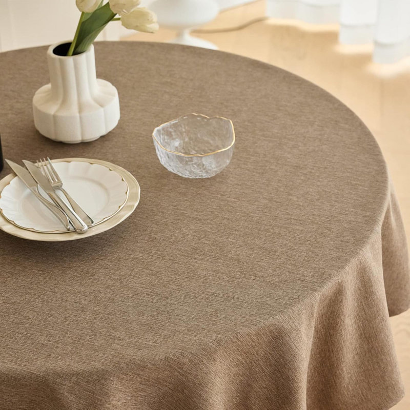 Nappe ronde en lin imperméable pour la cuisine, housse décorative en toile de jute pour l'extérieur et la salle à manger