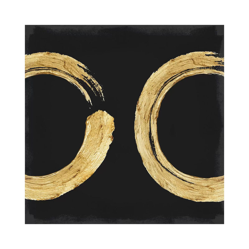 Gold Zen Circle On Black II by Ellie Roberts - Wrapped Canvas Gallery-Wrapped Canvas Giclée, 30.48 cm H x 30.48 cm W