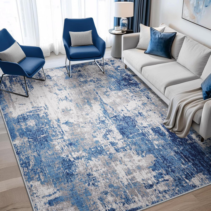 Washable Area Rugs  Non Slip Modern Abstract Soft For Living Room Entryway Bedroom Nursery Print Pattern, Rectangle 5' x 8'