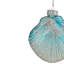 Ornement de Noël coquille de verre 3 po bleu et blanc