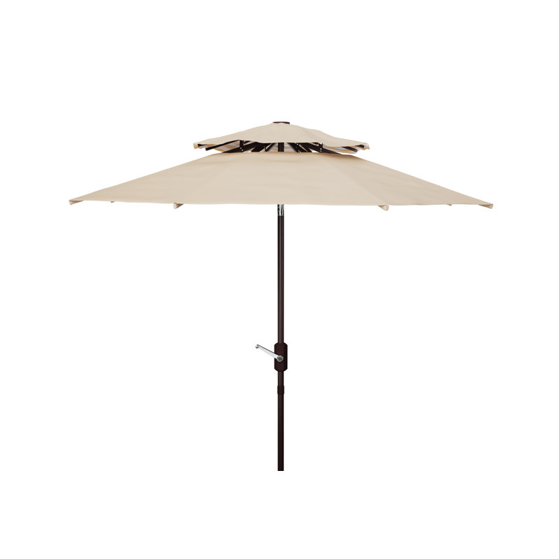 Parasol de marché 9 pi Arnone, Beige / Blanc
