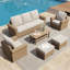 Ensemble de conversation pour patio pour 5 personnes en osier toutes saisons avec table basse-116989418-117069099