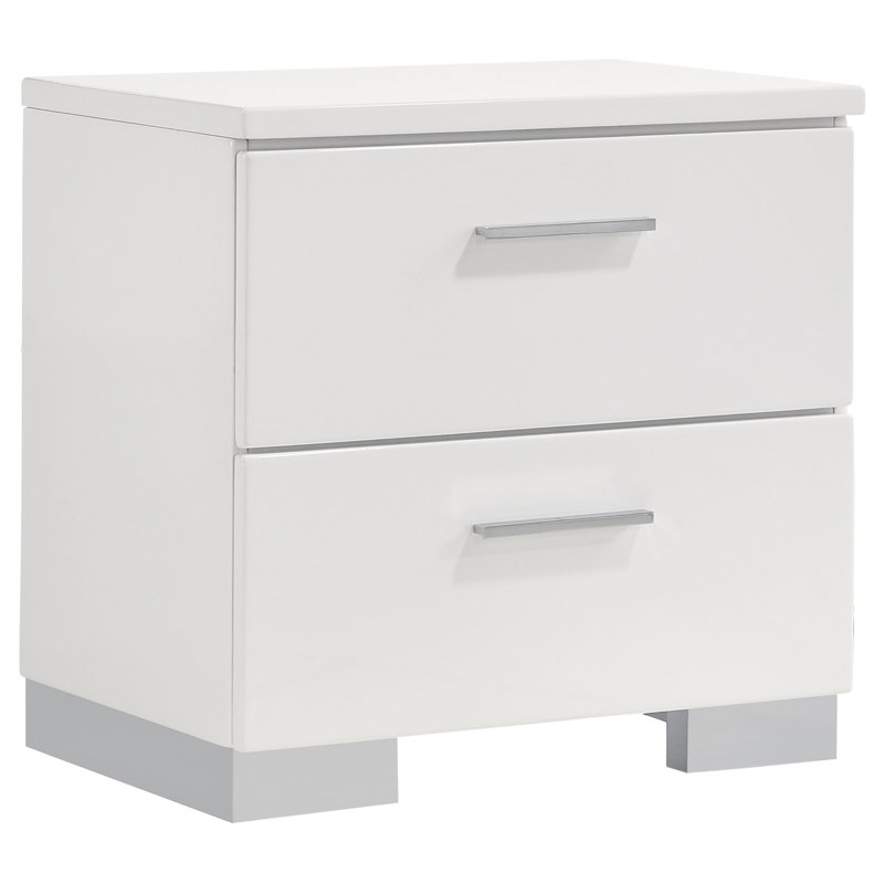 Dulcey White High Gloss 2-Drawer Nightstand