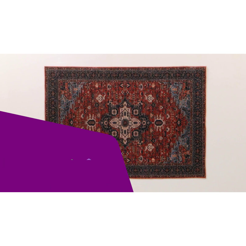 Serapi Red and Navy Washable Hand-Knotted Area Rug