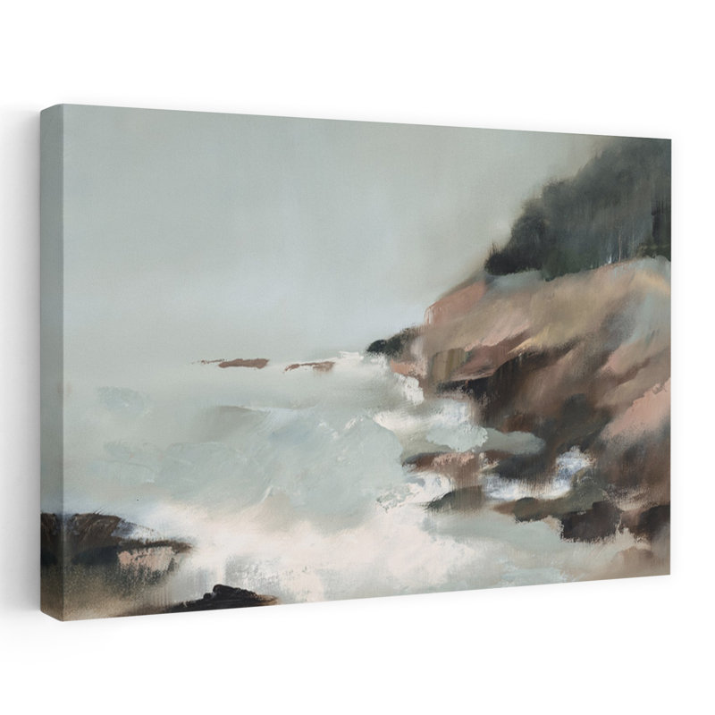 Acadia éthéré abstrait art contemporain de paysage de plage, H 60 po x l 40 po