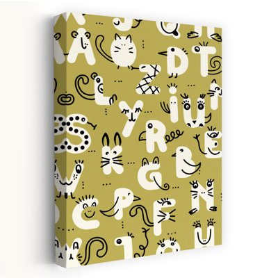 Cute Animal Alphabet Playful Whimsical Contemporary Animal Wall Art Print by Annick - Wrapped Canvas Print