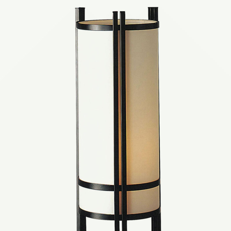 Lampe de table haute 24 po en acier, abat-jour en lin, style japonais