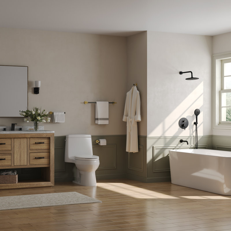 Ensemble de quincaillerie de salle de bain 4 pièces, Noir mat / or brossé