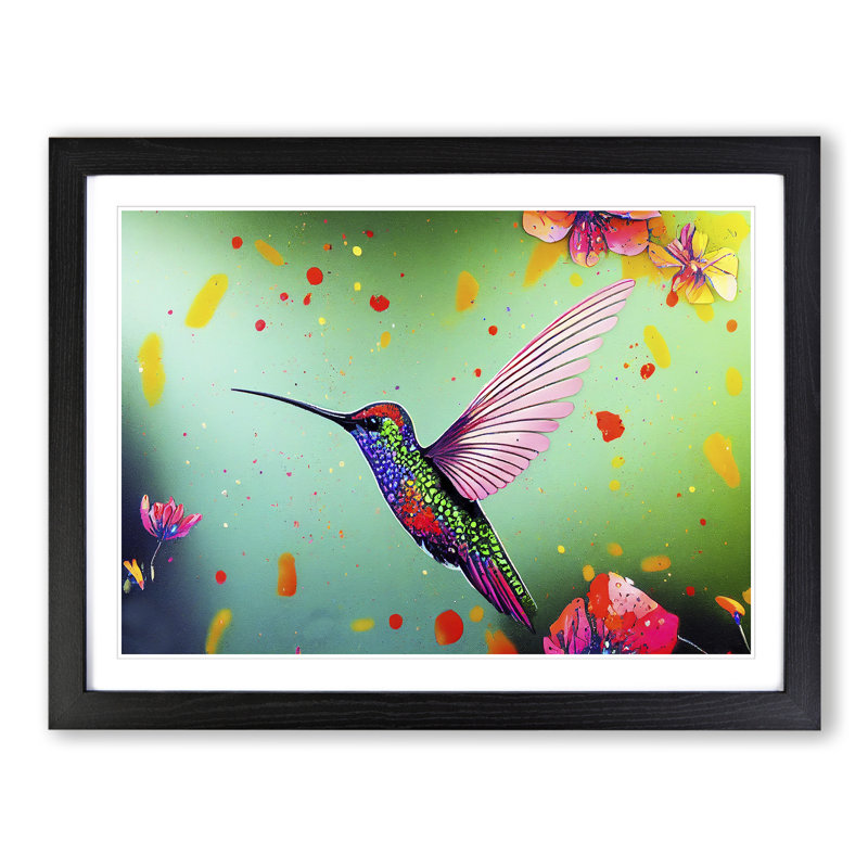 Colourful Hummingbird Vol.1 - Print, 46cm H x 64cm W x 2cm D, Black Framed