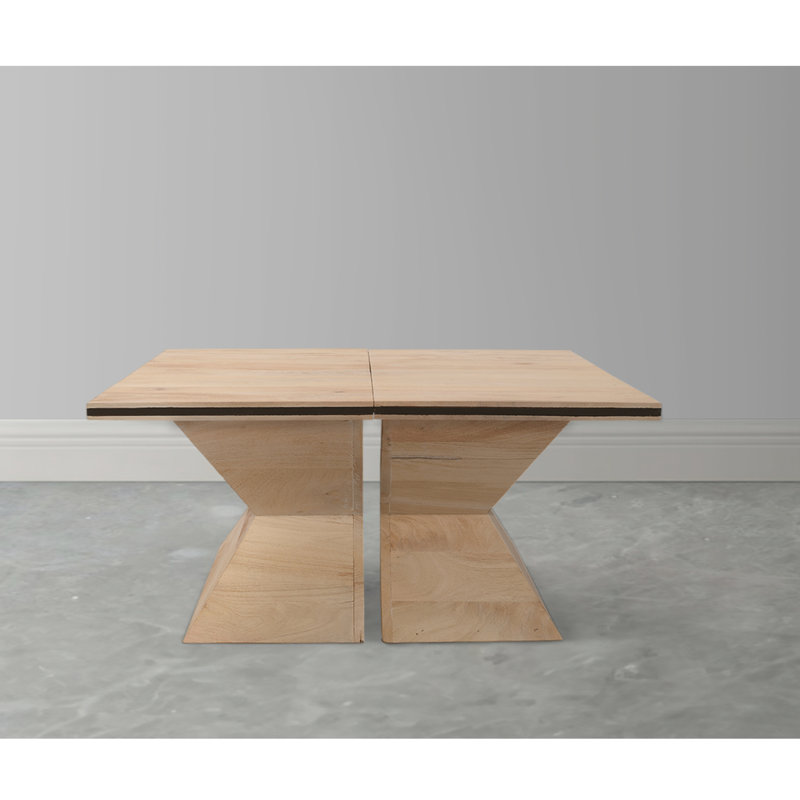 Table basse de 34 pouces, 2 pièces fabriquées à la main avec base en forme de sablier