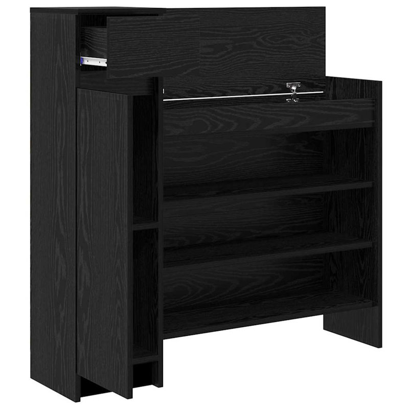 Shoe Cabinet 100.5 X 28 X 100 Cm Engineered Wood, Black Oak