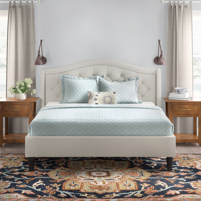 Kinsman Upholstered Wingback Bed, Beige, Queen