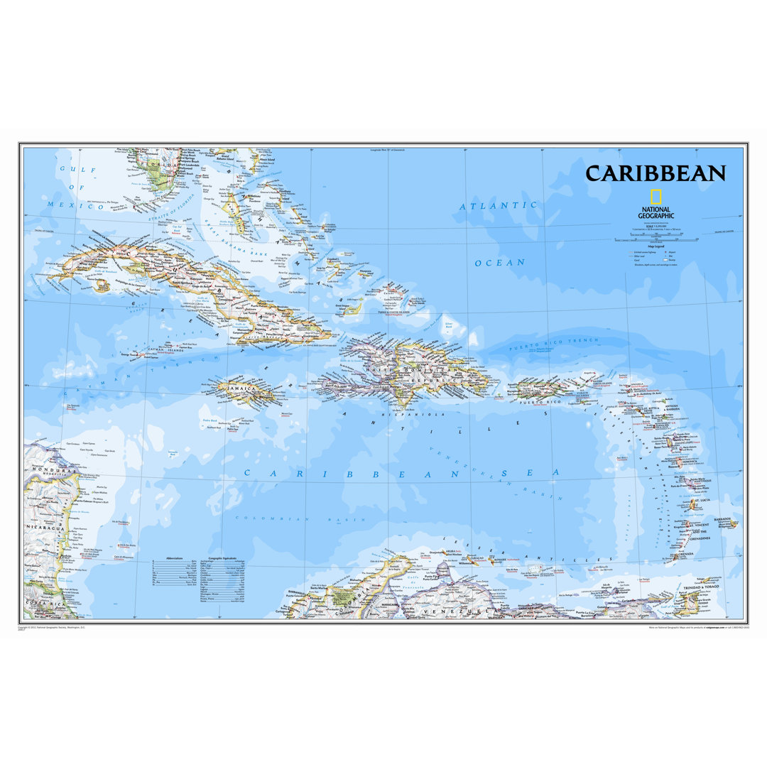 Caribbean Classic - Tubed National Geographic Maps 