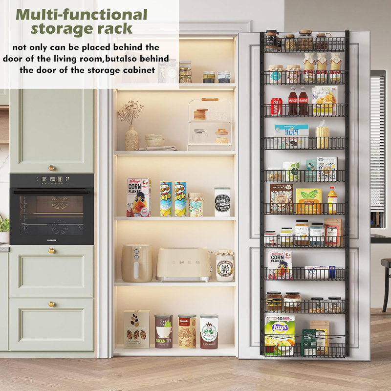 Door Spice Rack with Adjustable Racks, Matte Black