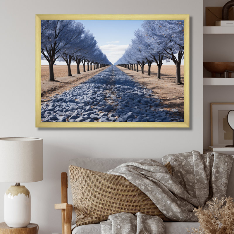 Impression sur toile encadrée monochrome jaune et grise, Cadre doré simple, H 12 po x l 20 po x P 1 po