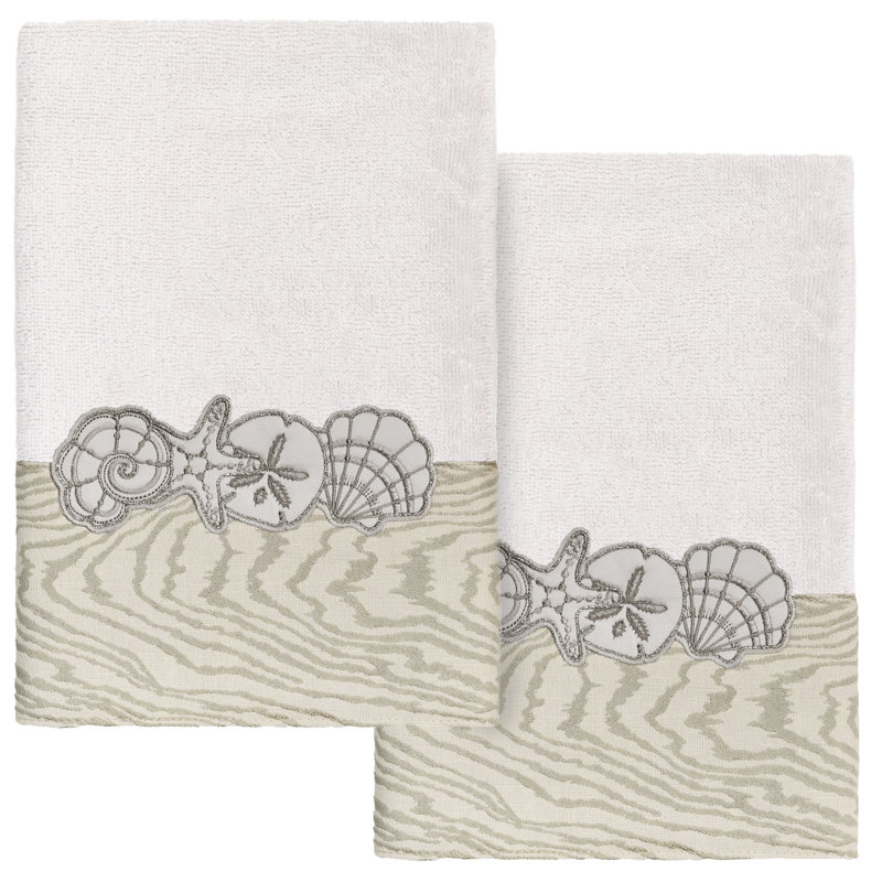 Ensemble de serviettes à main 100% coton turc 2 pièces SHELL ROW, Argent
