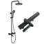 Robinet de lavabo mural, poignée simple avec valve, noir mat-69630519