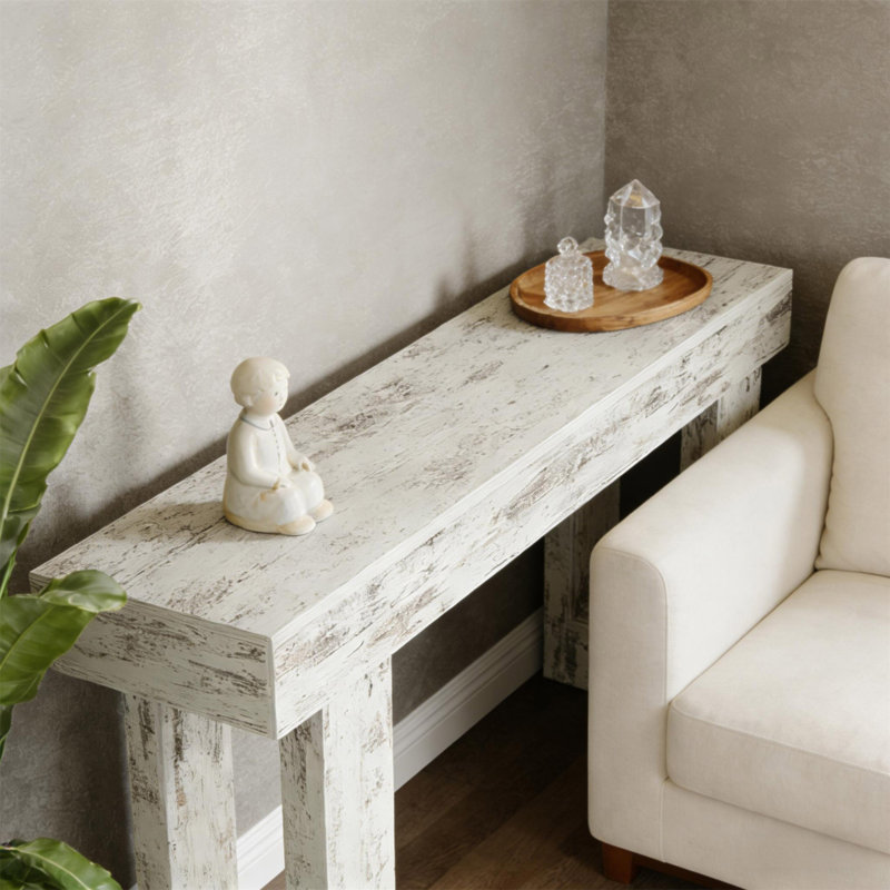 Table de canapé en bois de style champêtre avec charme rustique, bois d'ingénierie durable et utilisation polyvalente pour la décoration intérieure.
