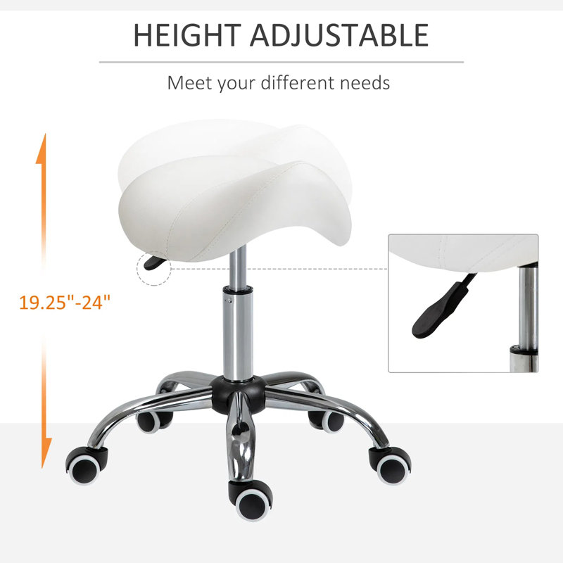 Tabouret de salon roulant crème blanc