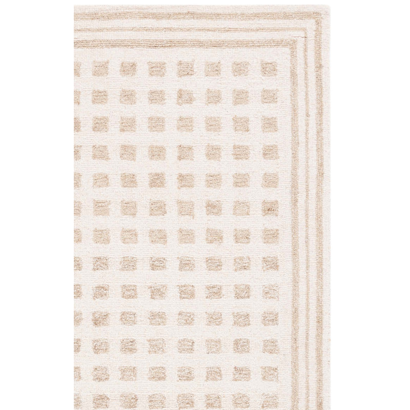 Tapis à carreaux ivoire / beige Ramm 604, Carré 4 pi
