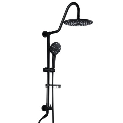 Matte Black Shower With 10" Rainfall Head And Handheld Globule System Gathering