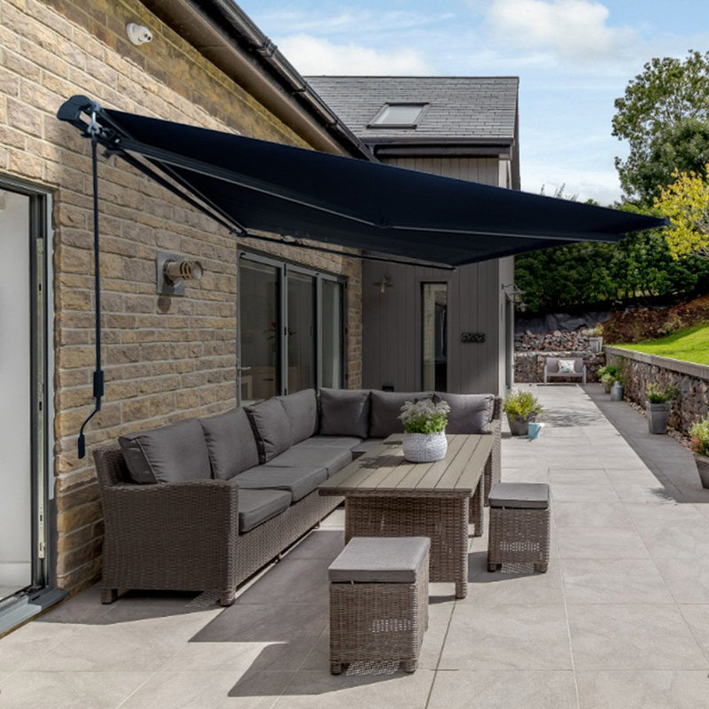 Dakota Fields 3m x 2.5m LED Retractable Awning, Dark Grey