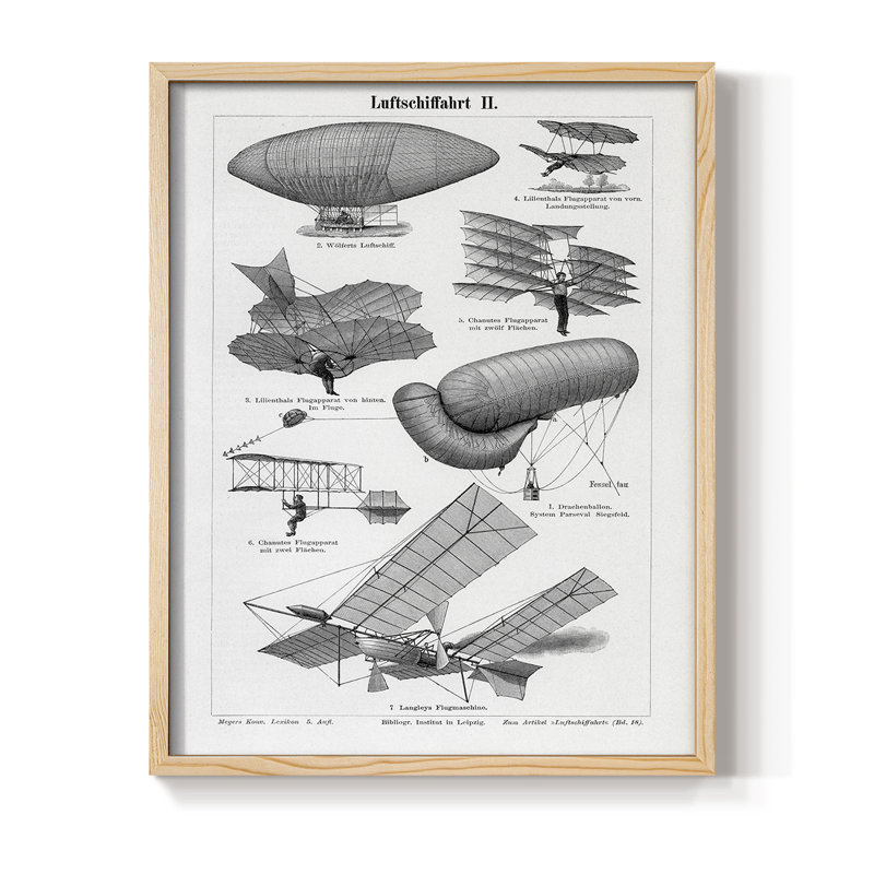 «Industrial Flight», reproduction encadrée - bois massif, Naturel, H 15 po x l 12 po