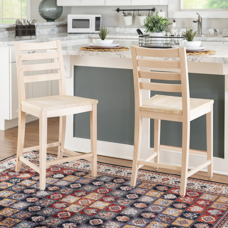  Tabouret de comptoir en bois de hêtre massif 22,5 "Sandra, Sans finition