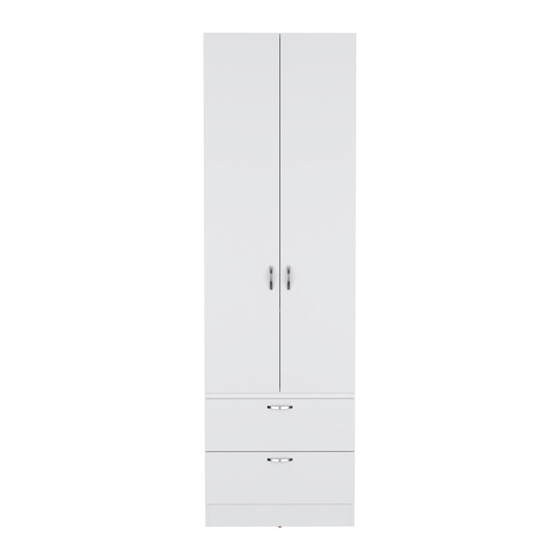 H 76 po, tringle suspendue, 2 tiroirs, 1 tablette, blanc, Blanc