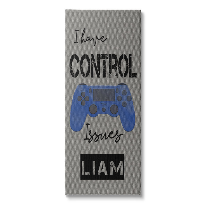 "Control questions" Gamer cmw-126, art mural personnalisé, H 24 po x l 10 po, Toile tendue, Oui