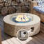 Foyer de table rond en béton au propane de 42 pouces avec couvercle de réservoir et pare-vent, beige-1991669920